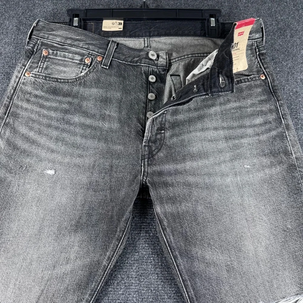 Levi's 501 Original Jeans Mens 34x29 Gray Washed Distressed Straight Leg NWT